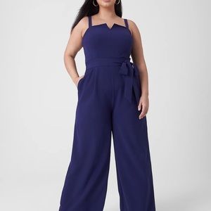 Sleeveless Square Notch Neck Belted (navy)